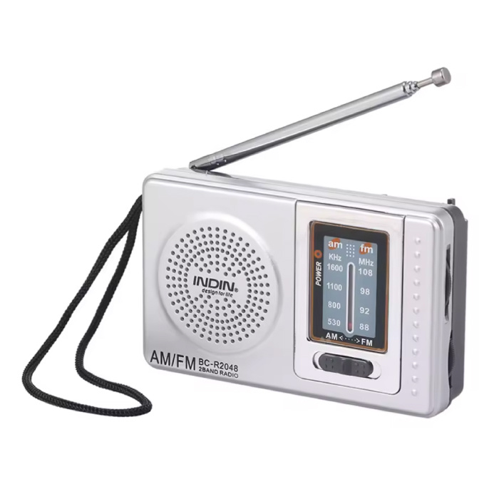 BC-R2048 Emergency Radio on Battery - AM FM Radio Receiver - Silver
