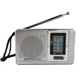 INDIN Radio de emergencia a batería BC-R2011 - Receptor de radio AM FM - Plateado