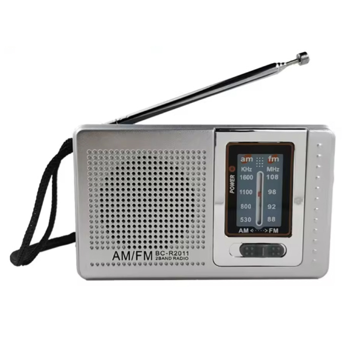 BC-R2011 Emergency Radio on Battery - AM FM Radio Receiver - Silver