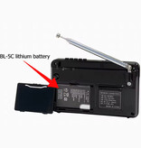 XHDATA D-328 Przenośne Radio Awaryjne - Akumulator 500mAh - Odbiornik Radiowy AM FM SW DSP - Czarny