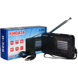 XHDATA D-328 Przenośne Radio Awaryjne - Akumulator 500mAh - Odbiornik Radiowy AM FM SW DSP - Czarny