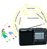 XHDATA D-328 Przenośne Radio Awaryjne - Akumulator 500mAh - Odbiornik Radiowy AM FM SW DSP - Czarny