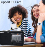 XHDATA D-328 Przenośne Radio Awaryjne - Akumulator 500mAh - Odbiornik Radiowy AM FM SW DSP - Czarny