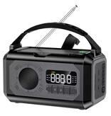 ALLOYSEED 12000mAh Solar Power Bank & Radio Awaryjne z Dynamo - Wbudowana Latarka - Ładowarka Akumulatorowa Odbiornik Radiowy - Czarny