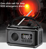 ALLOYSEED 12000mAh Solar Power Bank & Radio Awaryjne z Dynamo - Wbudowana Latarka - Ładowarka Akumulatorowa Odbiornik Radiowy - Czarny