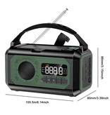 ALLOYSEED Banco de energía solar de 12000 mAh y radio de emergencia con dinamo, linterna incorporada, cargador de batería, receptor de radio, color negro