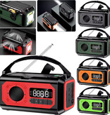 ALLOYSEED Banco de energía solar de 12000 mAh y radio de emergencia con dinamo, linterna incorporada, cargador de batería, receptor de radio, color negro