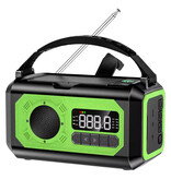 ALLOYSEED 12000mAh Solar Powerbank z dynamem i radiem - wbudowana latarka - ładowarka baterii, awaryjny odbiornik radiowy - zielony