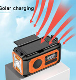 ALLOYSEED Banco de energía solar de 12000 mAh con dinamo, linterna incorporada, cargador de batería, receptor de radio de emergencia, color naranja