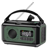 ALLOYSEED Powerbank radio ad energia solare da 12000 mAh con dinamo - Torcia integrata - Caricabatterie ricevitore radio di emergenza - Verde scuro