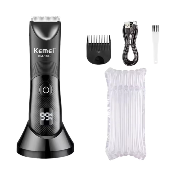 KM-1840 Rasierer mit LED-Anzeige - Elektrischer Haarschneider, Bartschneider, kabelloser Rasierer - Schwarz