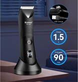Kemei Afeitadora KM-1840 con pantalla LED - Cortadora de pelo eléctrica, recortadora de barba, máquina de afeitar inalámbrica - Negra