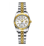 Poedagar Luxe Elegant Horloge voor Dames - Modieus Kwarts Uurwerk Roestvrij Staal - Goud Wit