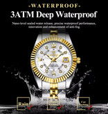 Poedagar Luxe Elegant Horloge voor Dames - Modieus Kwarts Uurwerk Roestvrij Staal - Goud Wit