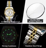 Poedagar Montre de luxe élégante pour femme - Mouvement à quartz tendance en acier inoxydable - Or bleu