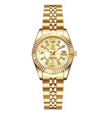 Poedagar Luxury Elegant Watch for Women - Fashionable Quartz Movement Stainless Steel - Gold
