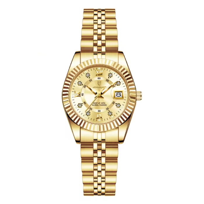 Luxury Elegant Watch for Women - Fashionable Quartz Movement Stainless Steel - Gold