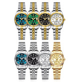 Poedagar Reloj elegante de lujo para mujer - Movimiento de cuarzo de moda en acero inoxidable - Plateado y negro
