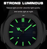 Poedagar Montre d'affaires de luxe pour homme - Mouvement à quartz étanche en acier inoxydable - Argent bleu