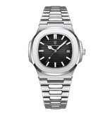 Poedagar Luxury Business Watch for Men - Waterproof Quartz Movement Stainless Steel - Silver Black
