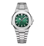 Poedagar Luxury Business Watch for Men - Waterproof Quartz Movement Stainless Steel - Silver Green