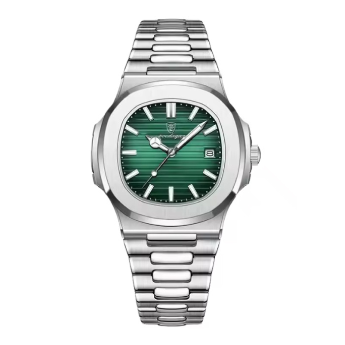 Orologio da uomo di lusso - Movimento al quarzo impermeabile in acciaio inossidabile - Argento verde
