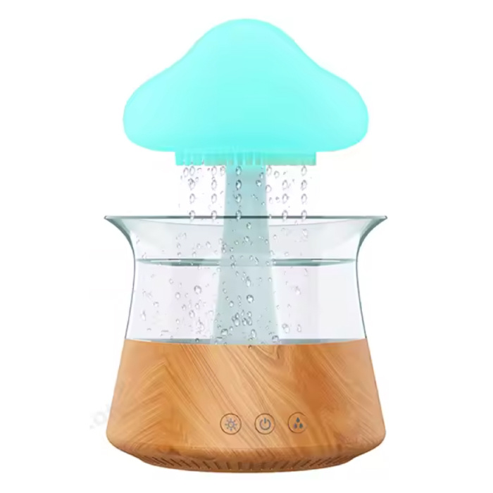 Umidificatore Rain Cloud - Diffusore di aromi Luce notturna - Illuminazione RGB - Marrone