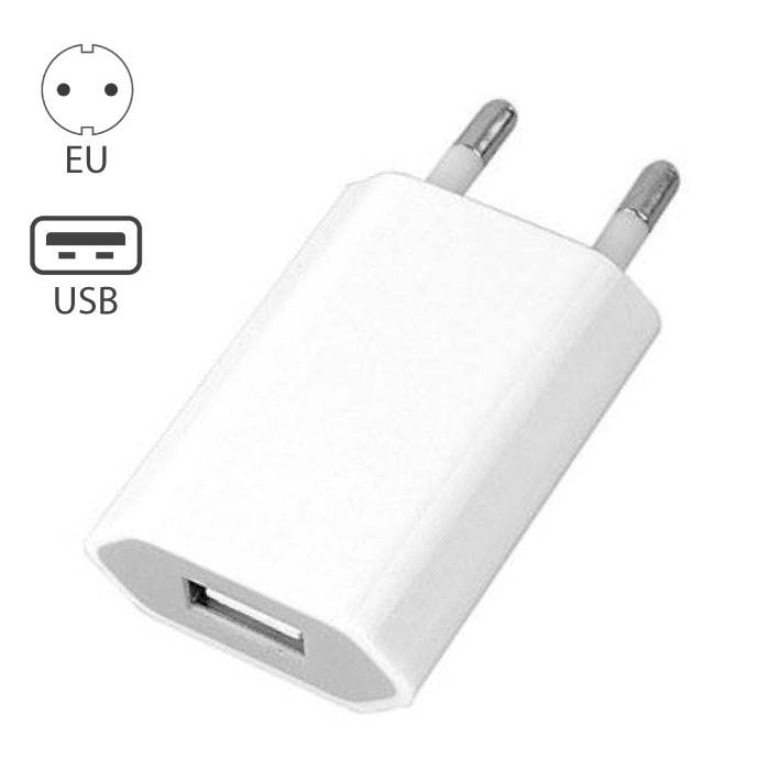 Stuff Certified® Cargador de pared con enchufe para iPhone/iPad/iPod 5V - 1A Cargador USB AC Hogar Blanco