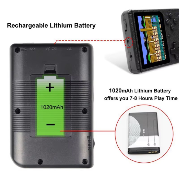 Stuff Certified® Console de jeu vidéo rétro 400 en 1 - Mini manette de jeu portable - Blanc