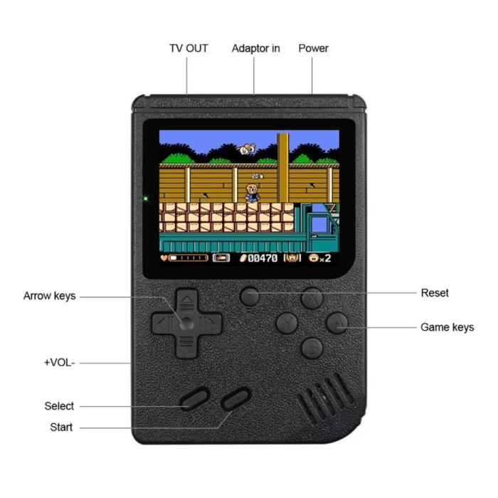 Stuff Certified® 400 in 1 Retro-Videospielkonsole - Tragbares Mini-Gamepad - Weiß