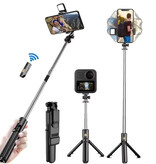 Fomscvka Selfie Stick retrattile - Smartphone Vlog Treppiede Selfie Stick - Nero