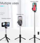 Fomscvka Selfie Stick retrattile - Smartphone Vlog Treppiede Selfie Stick - Rosa