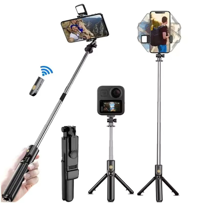 Fomscvka Retractable Selfie Stick - Smartphone Vlog Tripod Selfie Stick - White