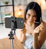 Stuff Certified® Q05 Selfie-Stick-Stativ - Einziehbarer Vlog-Stativ-Selfie-Stick - Schwarz