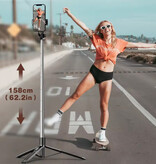 Stuff Certified® Q05 Selfie-Stick-Stativ - Einziehbarer Vlog-Stativ-Selfie-Stick - Schwarz