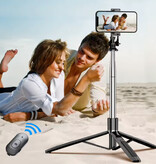 Stuff Certified® Perche à selfie Q05 - Trépied rétractable pour vlog - Noir