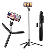 Stuff Certified® Q05 Selfie-Stick-Stativ - Einziehbarer Vlog-Stativ-Selfie-Stick - Schwarz