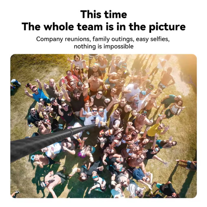 TELESIN Koolstofvezel Selfie Stick 3 Meter - Intrekbare Vlog Statief Monopod Selfiestick - Zwart