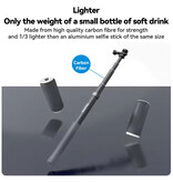 TELESIN Koolstofvezel Selfie Stick 3 Meter - Intrekbare Vlog Statief Monopod Selfiestick - Zwart