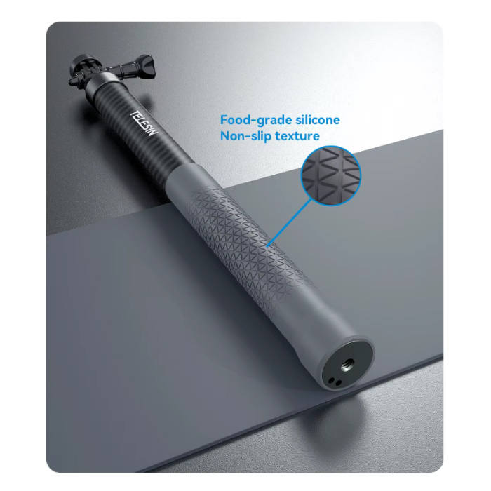 TELESIN Koolstofvezel Selfie Stick 3 Meter - Intrekbare Vlog Statief Monopod Selfiestick - Zwart