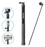 TELESIN Perche à selfie rétractable en fibre de carbone de 1,2 m, trépied et monopode pour vlog, noir