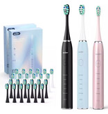 Sejoy Elektrische Tandenborstel Set Sonisch - 12 Opzetborstels - IPX7 Waterdicht USB Opladen 5-modi - Roze