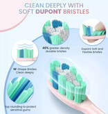 Sejoy Brosse à dents électrique Sonic - 12 têtes de brosse - Étanchéité IPX7 - Chargement USB - 5 modes - Rose