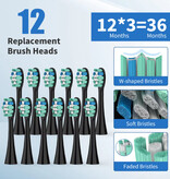 Sejoy Brosse à dents électrique Sonic - 12 têtes de brosse - Étanchéité IPX7 - Chargement USB - 5 modes - Bleu