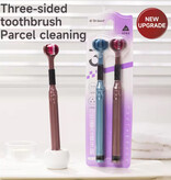 Stuff Certified® Juego de 2 cepillos de dientes de 3 lados - Diseño de ángulo ideal - Cepillo para la lengua elevado - Azul y rosa