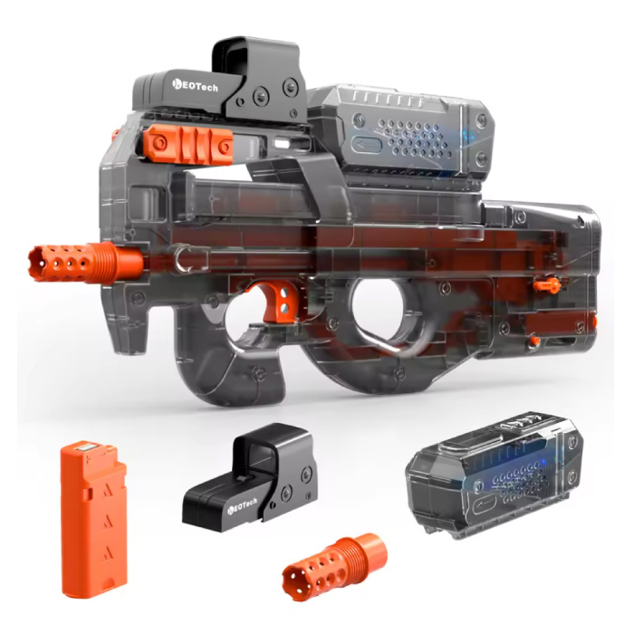 P90 Pistola elettrica in gel completamente automatica - Pistola spara schiuma giocattolo ad acqua - Nero trasparente