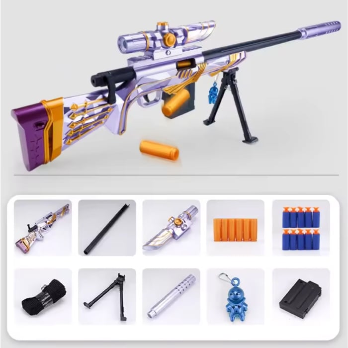 Miękka skorupa, pistolet snajperski, piankowa zabawka M24, fioletowy