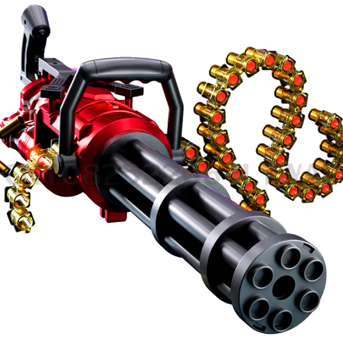 Soft Bullet Gun - Sentry Rail Gatling Gun Model Toy Shell Pistol - Red