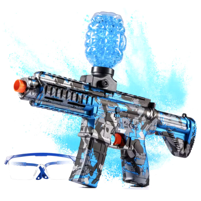 Gel Ball Blaster - Modèle M416 - Jouet en mousse souple - Bleu