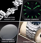 Poedagar Luxury Square Quartz Watch - 3 ATM Waterproof Luminous Men's Watch Stainless Steel - Silver Blue